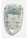 Babynest cu pernuta, invelis din bumbac, umplutura hipoalergenica, verde/alb - MiniStyle