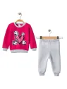Baby girls' padded tracksuit Panda with heart, dark pink