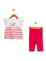 Compleu bebe fetite roz, tricou cu volanase si colanti