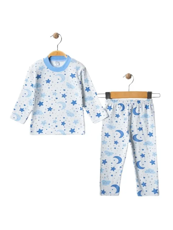 Boys' pajamas, blue star pattern Boys' pajamas, blue star pattern