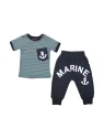 Compleu vara baieti albastru, model Marine cu pantaloni si tricou | Treninguri și Compleuri | MiniStyle - Haine pentru Copii si Bebelusi online