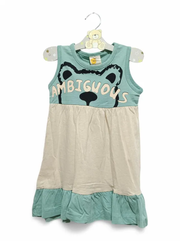 Rochie fetite,de vara, imprimeu Ambiguous, verde