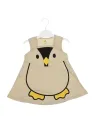 Rochie vara fetite bej cu pinguin – fără mâneci | MiniStyle - Haine pentru Copii si Bebelusi online