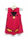 Rochie vara fetite rosie cu pinguin – fara maneci | MiniStyle - Haine pentru Copii si Bebelusi online