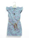 Rochie de vara fetite tip camasa bleu flori mov