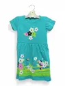 Turquoise girls' summer dress - Amore model, with flowers