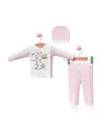 3-piece baby girl pink set – Bunny pattern