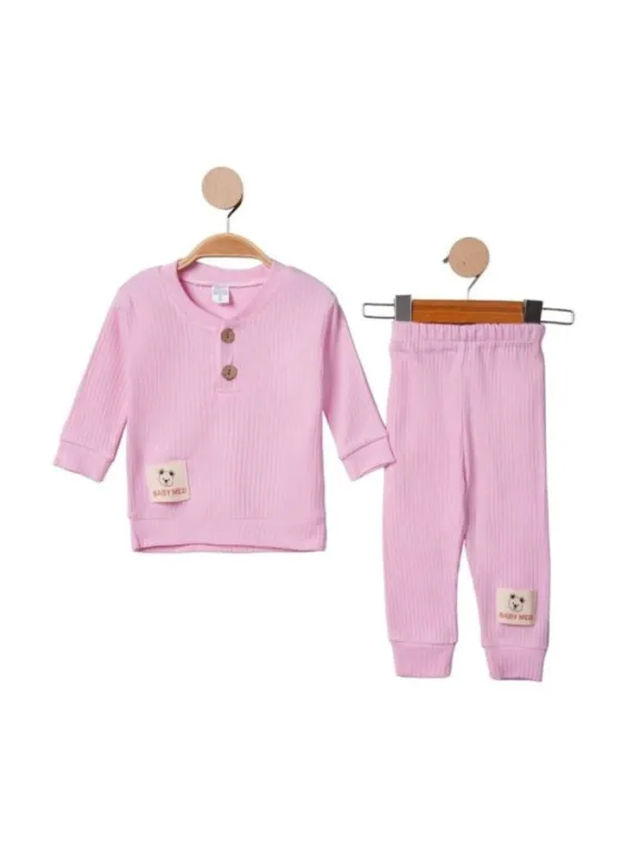 Compleu pentru bebe fetite, 2 piese, roz, eticheta urs | Compleuri si Treninguri Compleu pentru bebe fetite, 2 piese, roz, eticheta urs | Compleuri si Treninguri