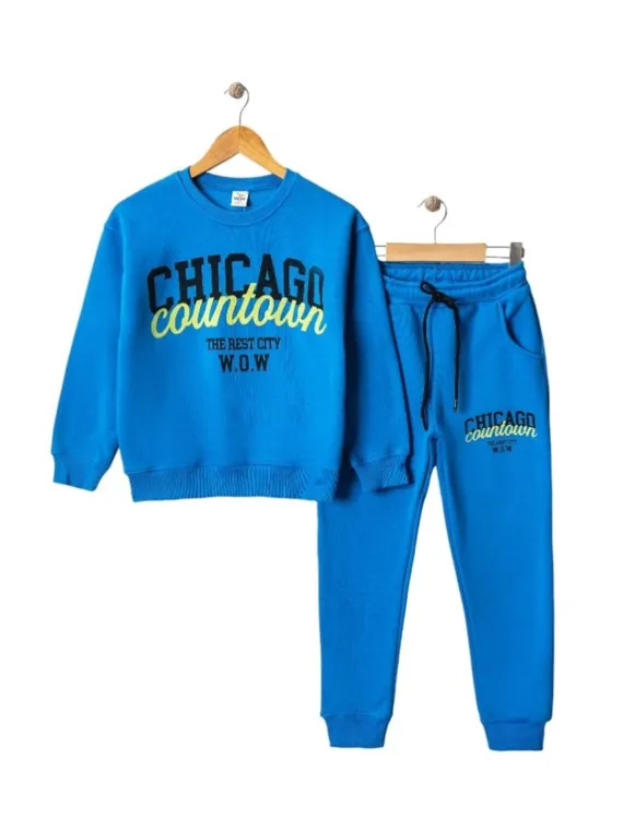Trening vatuit baieti albastru, model Chicago, 2 piese