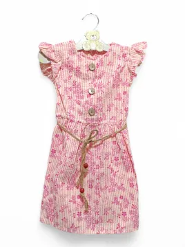 Pink-orange summer dress for girls, shirt type